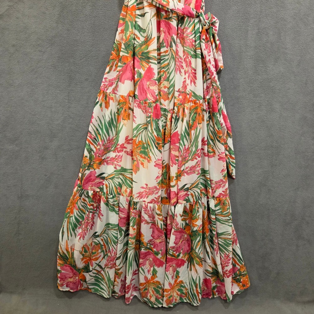 Baltic Born Floral Tiered Maxi Dress Women XL Boho Tropical Ruffle Resort Beach - Picture 3 of 11